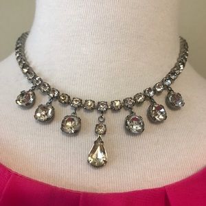 Antique Rhinestone Princess Teardrop Necklace